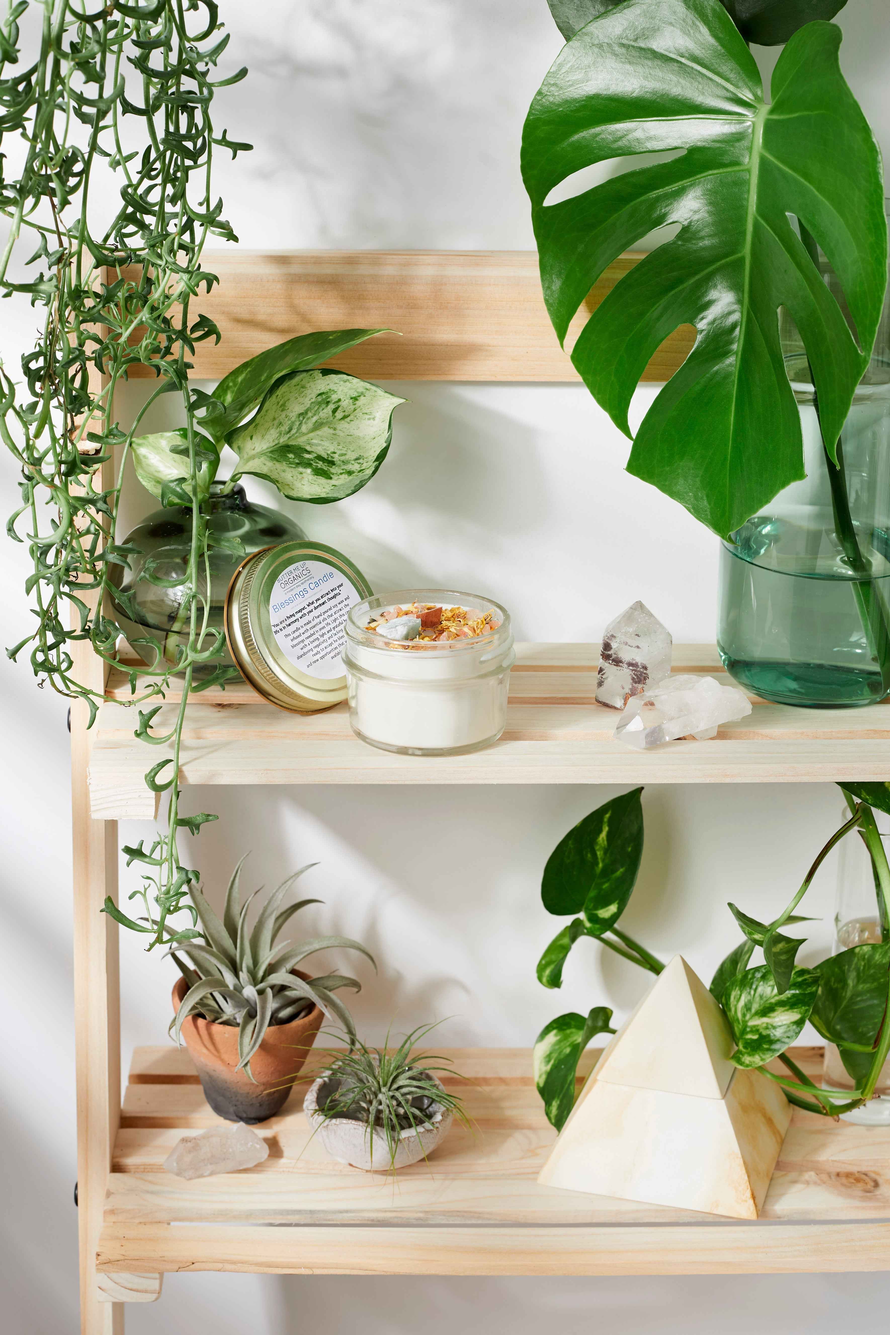 Blessings Candle / Intention Candle / Good Luck / Soy Handpoured Candle/ Candle with Crystals / Botanical Candle / Essential Oil Candle