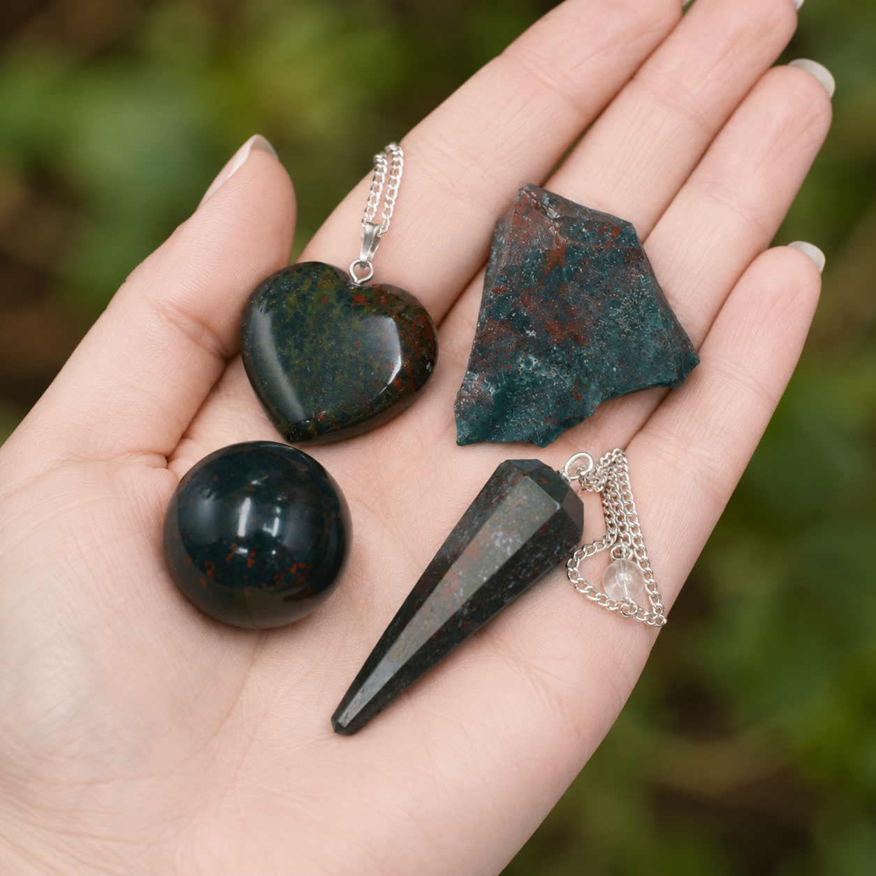 Bloodstone Crystal Gift Set For Emotional Support and Protection, Real Polished Gemstones.  DestGlow