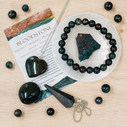 Bloodstone Crystal Gift Set For Emotional Support and Protection, Real Polished Gemstones.  DestGlow