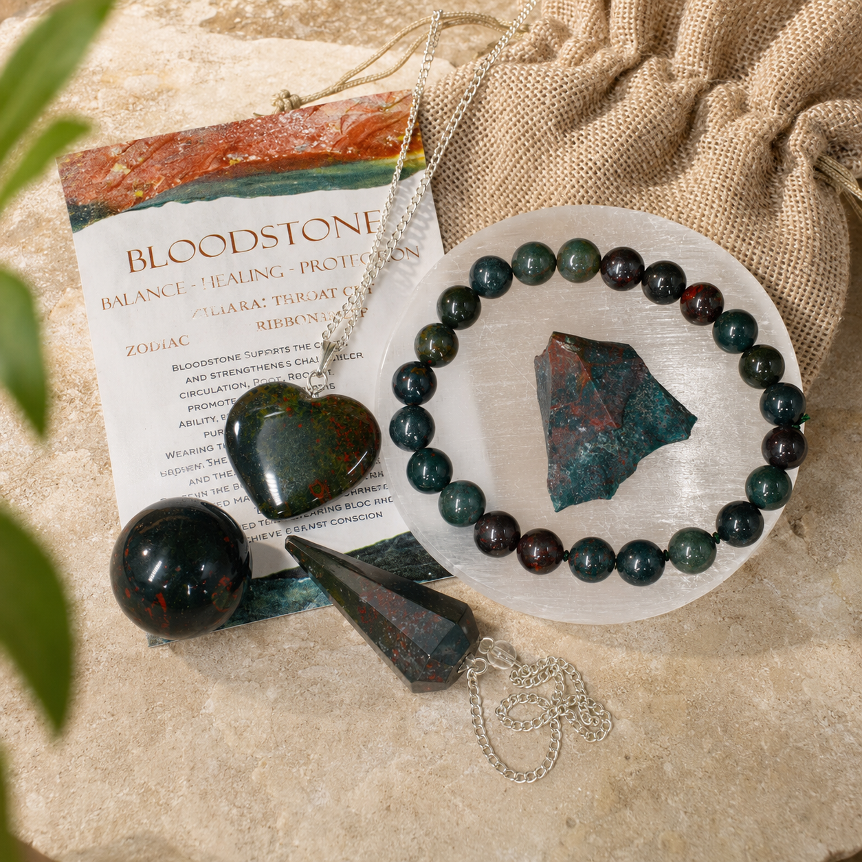 Bloodstone Crystal Gift Set For Emotional Support and Protection, Real Polished Gemstones.  DestGlow