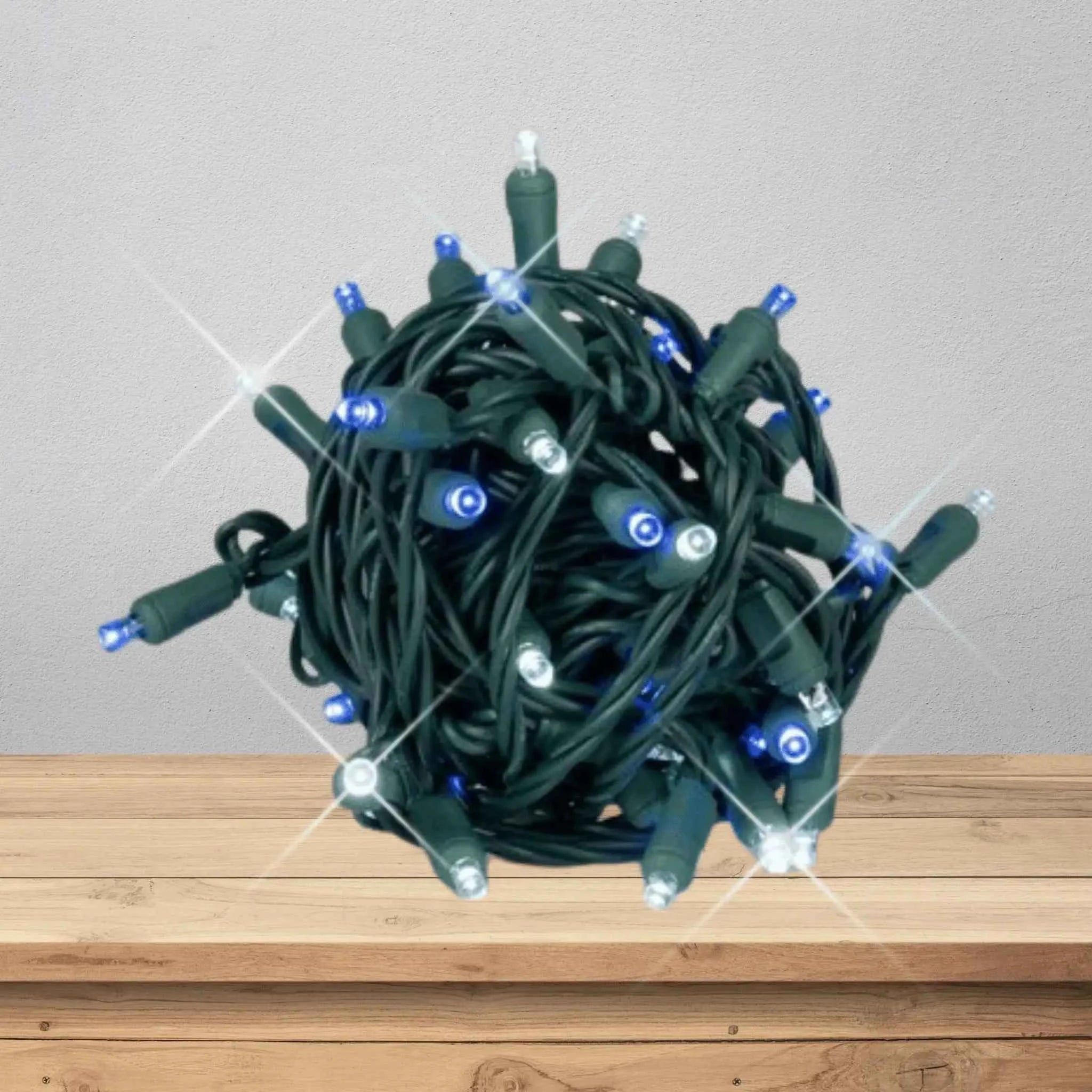 LED Mini Lights 5MM Blue/Cool White Twinkle - 6" Spacing