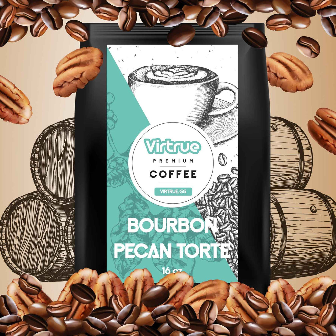 Bourbon Pecan Torte Flavored Coffee – 16oz | Virtrue Premium