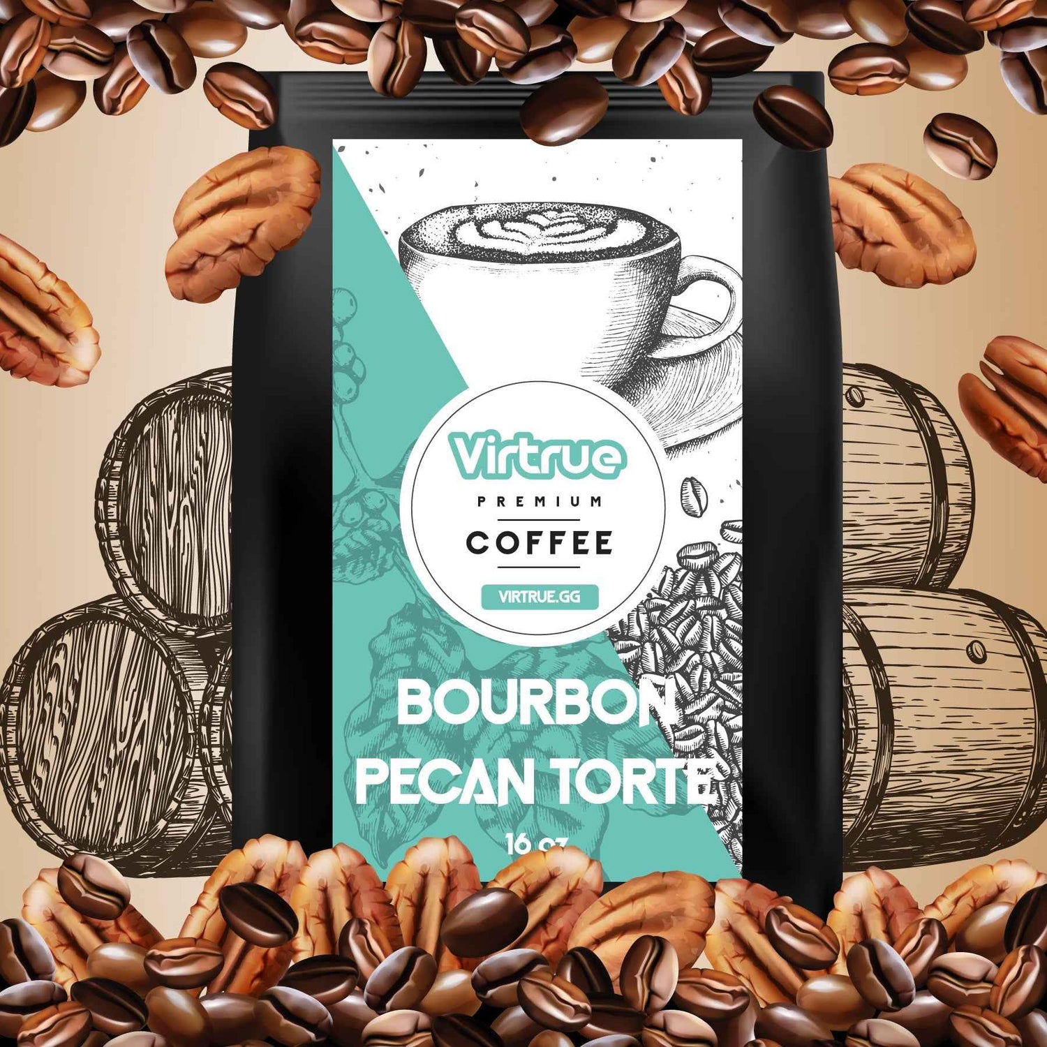 Bourbon Pecan Torte Flavored Coffee – 16oz | Virtrue Premium
