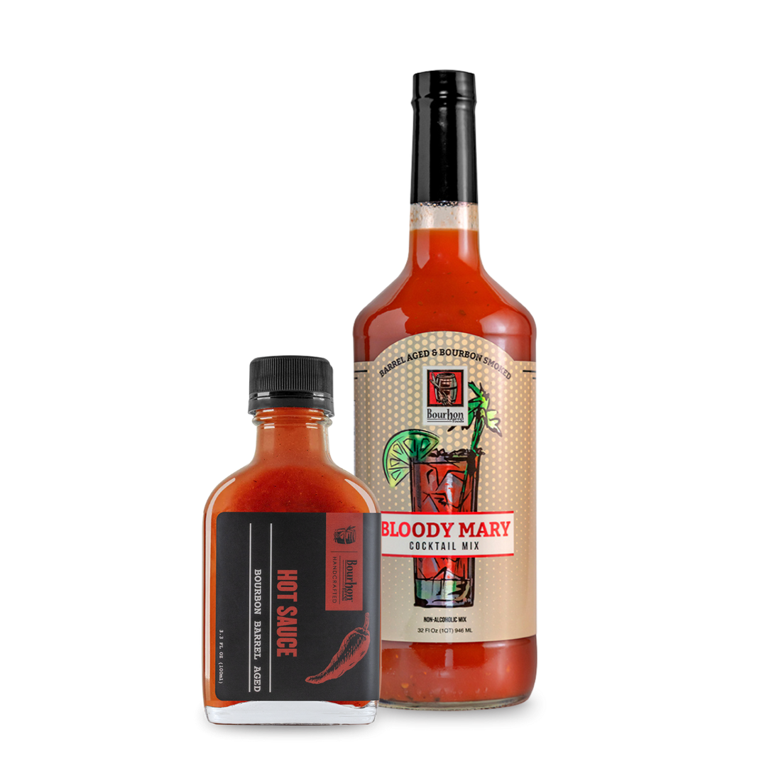 Bloody Mary Bundle: Bourbon Barrel Bloody Mary Mix &amp; Barrel Aged Hot Sauce