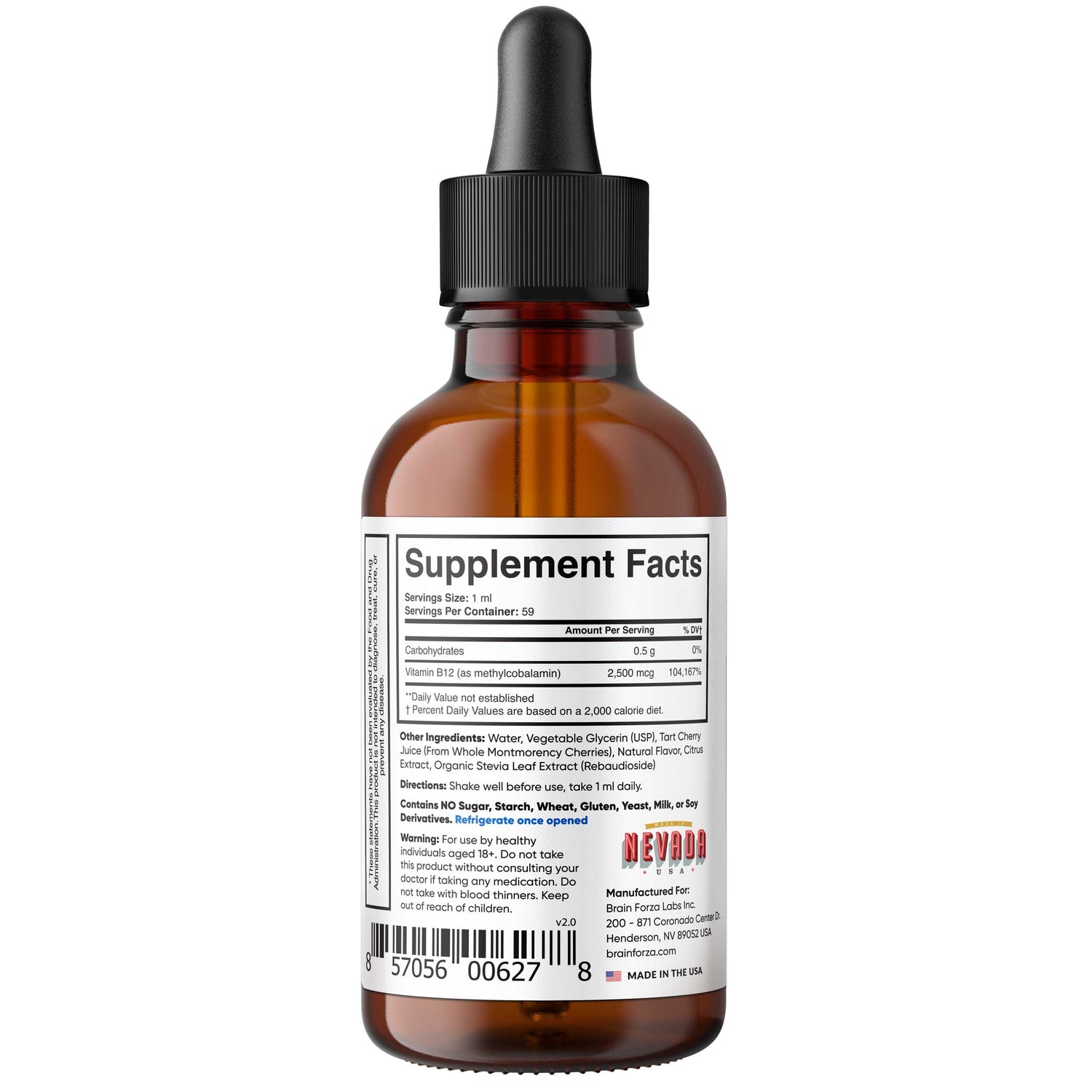 Vegan+ Vitamin B12 Liquid Drops, 2oz