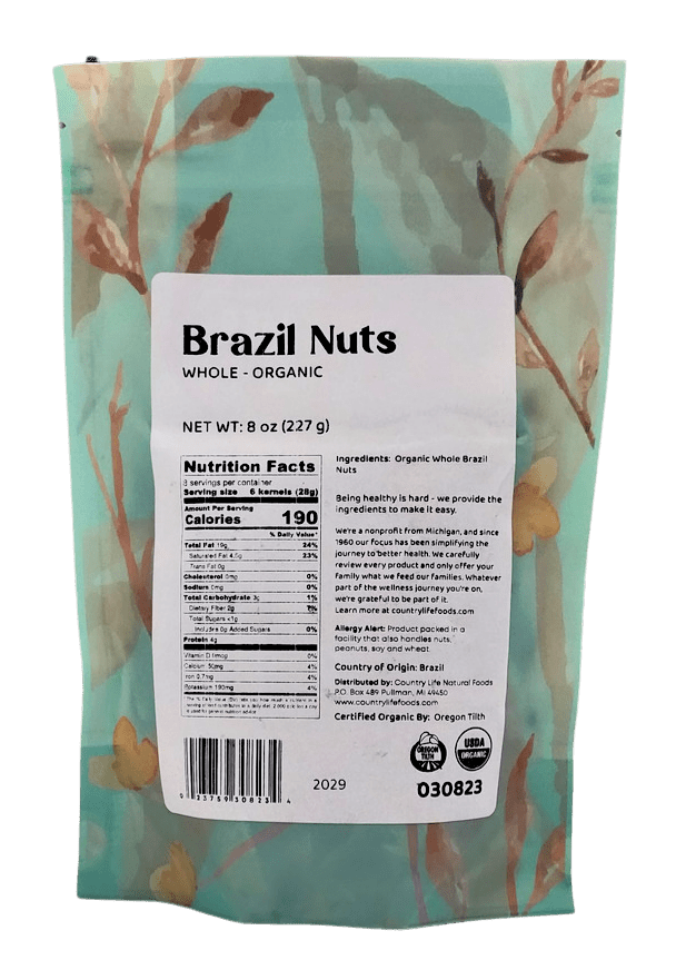 Brazil Nuts, Whole, Organic by Country Life Natural Foods