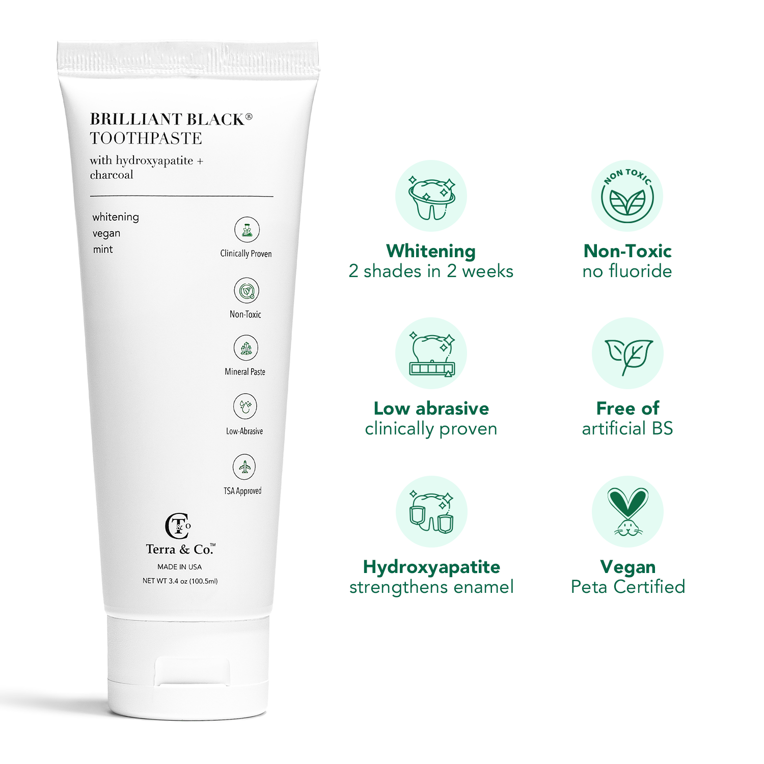 Brilliant Black® Toothpaste | Fluoride-Free Activated Charcoal Whitening – Terra &amp; Co.