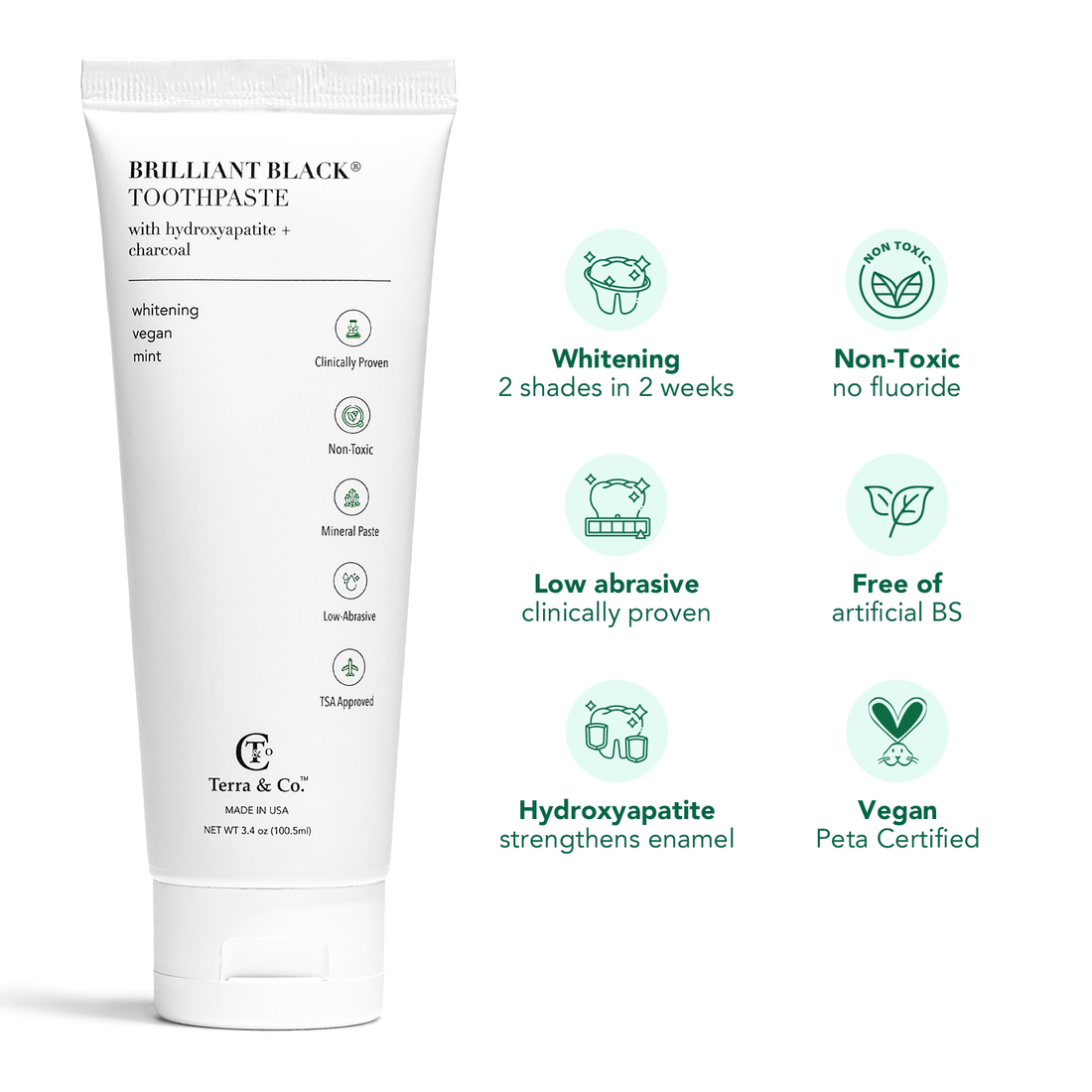 Brilliant Black® Toothpaste | Fluoride-Free Activated Charcoal Whitening – Terra &amp; Co.