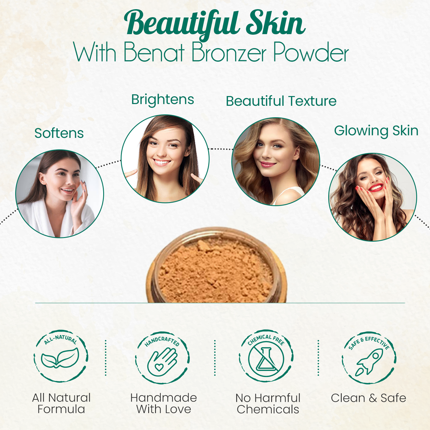 All-Natural Bronzer Loose Powder. Eco-Friendly by BeNat