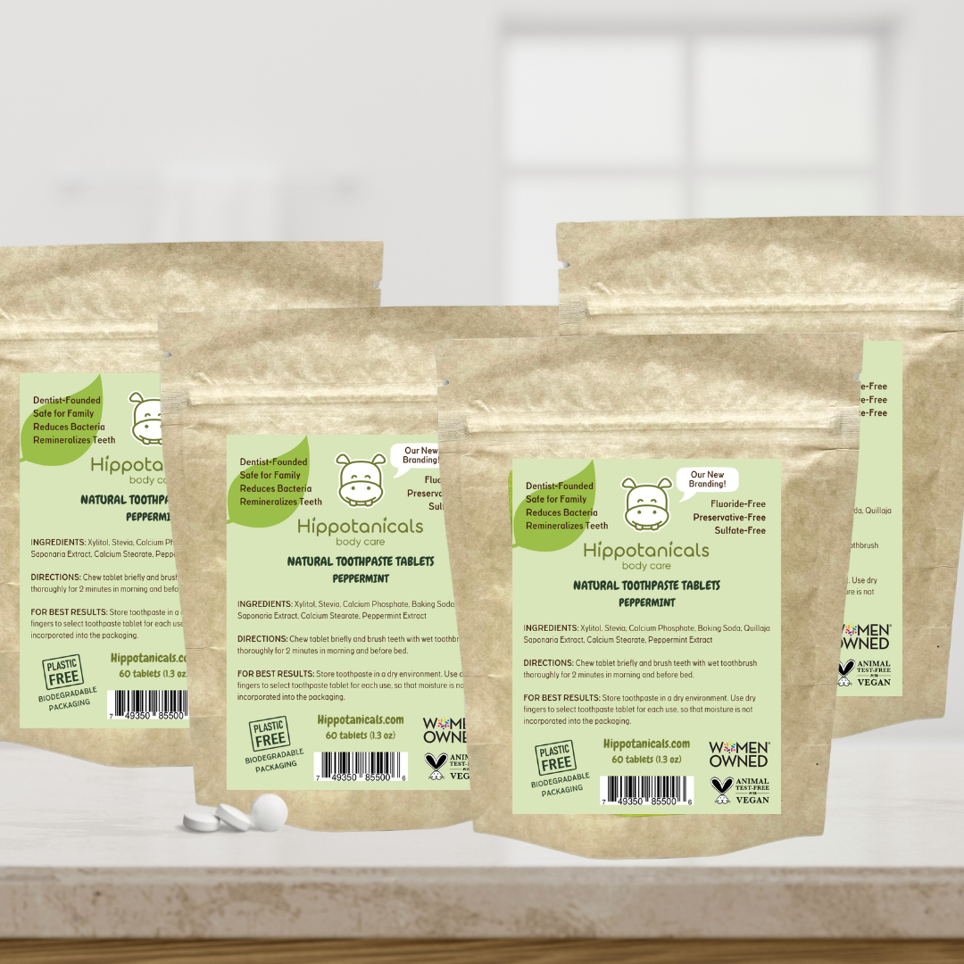 Value Pack Natural Peppermint Toothpaste Tablets Bundles by Hippotanicals