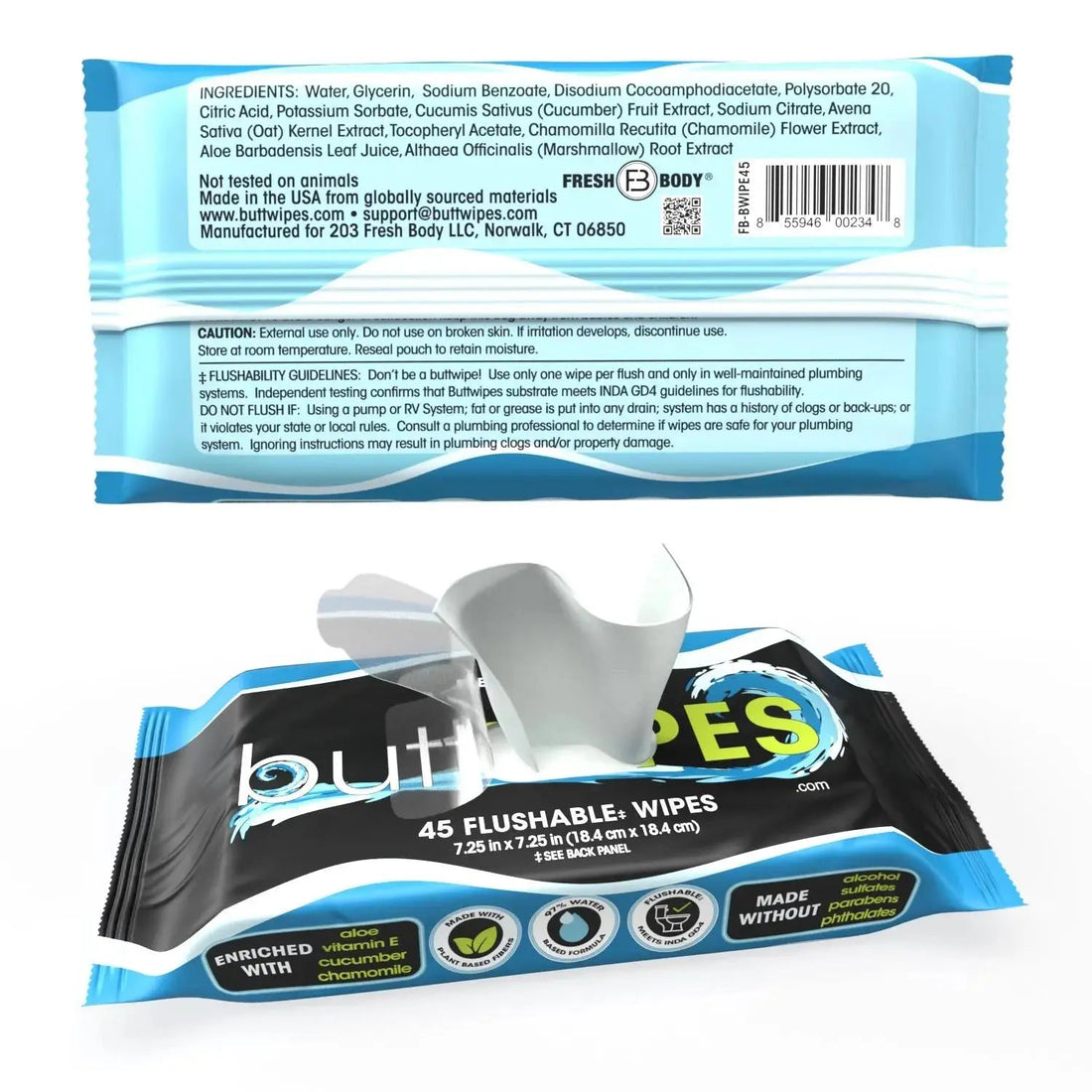 Buttwipes 45ct Flow Pack (select quantity) by Fresh Body FB®