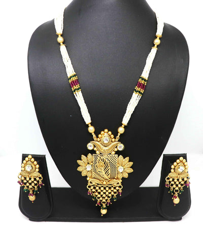 Joban Fashion White Pure Brass With Rajwadi Polish Necklace Set