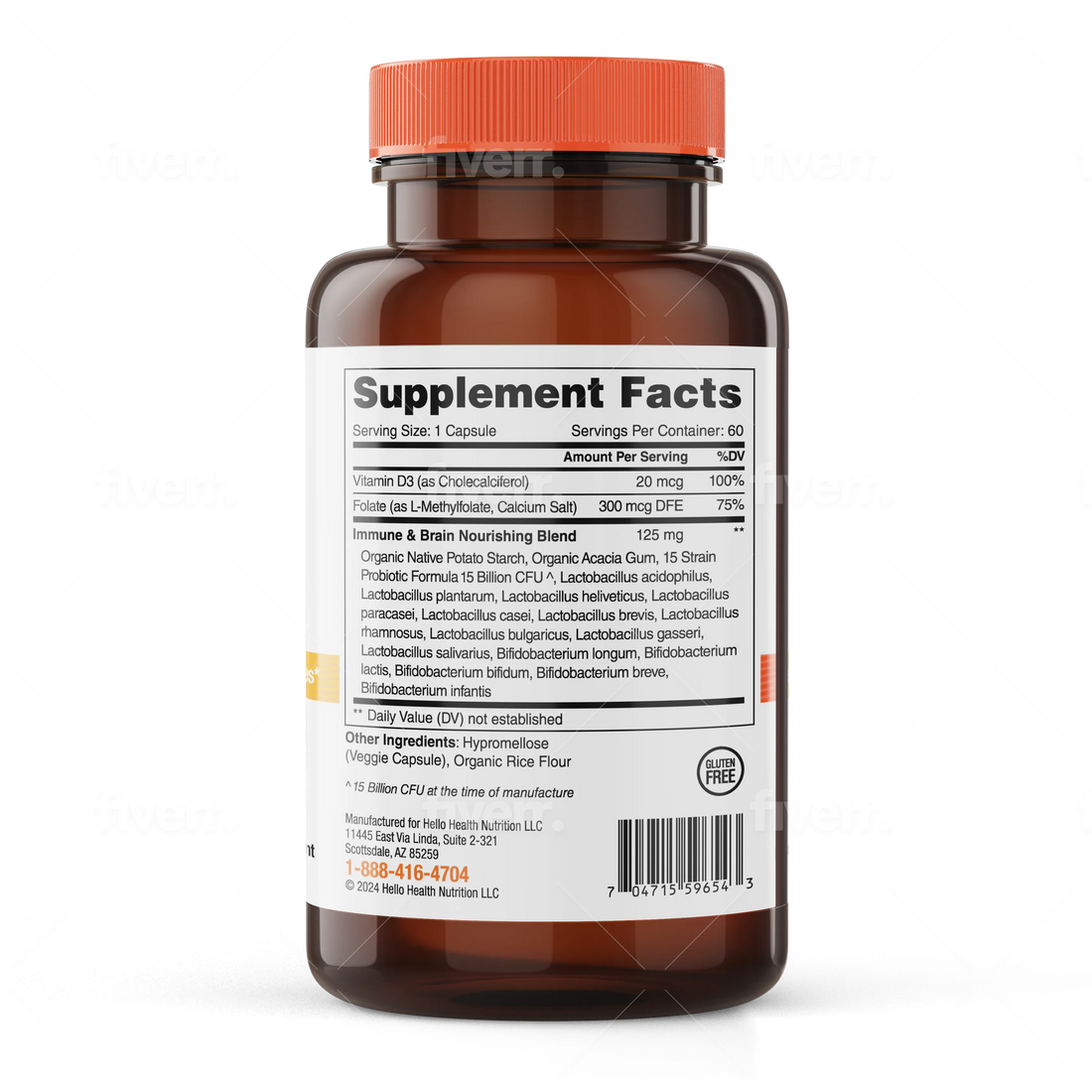 15-in-1 Pre-Probiotics + D3 + Methylfolate capsules - Belly Great