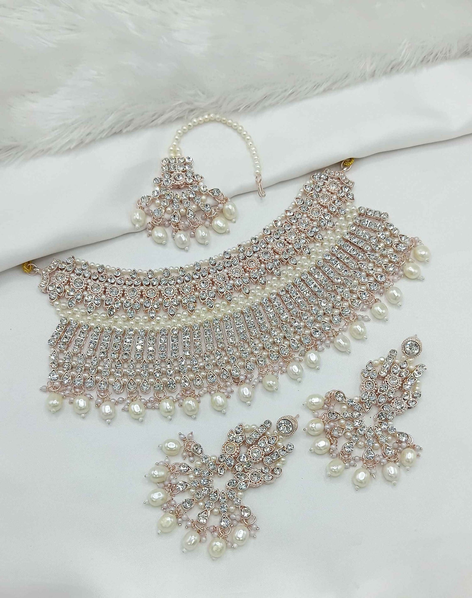 Joban Fashion White Stone Work Necklace Set