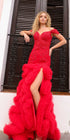 Nox Anabel C1387 Long Off the Shoulder Ruffled Skirt Fitted Gown by DiscountDressShop