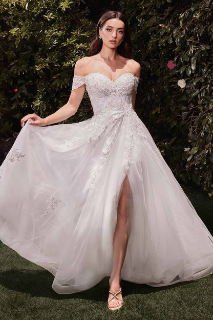 Ladivine C159W Off The Shoulder A-Line Lace &amp; Tulle Wedding Dress by DiscountDressShop