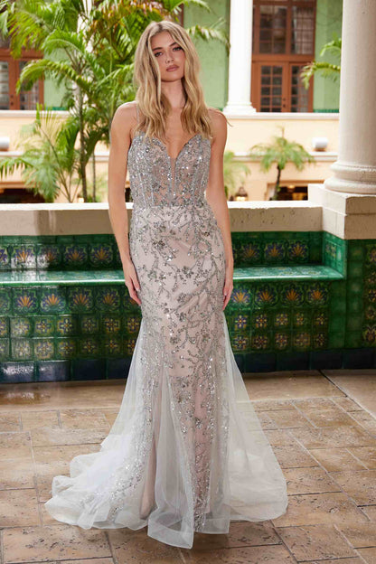 Nox Anabel C1606 Fully Sequin Tulle Sleeveless Mermaid Gown by DiscountDressShop