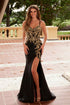 Nox Anabel C1613 Golden Flower Applique Strapless Sweetheart Dress by DiscountDressShop