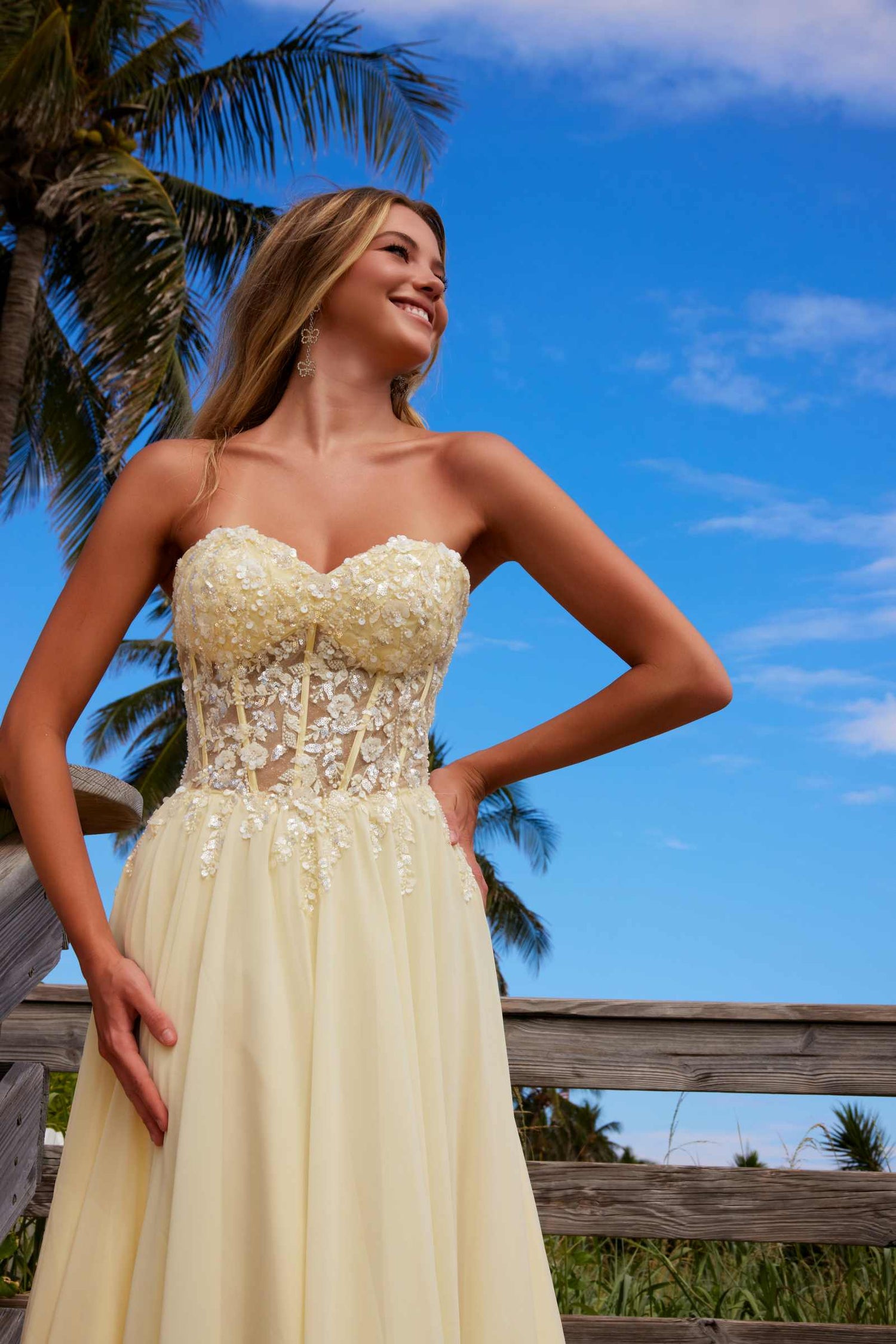 Nox Anabel C1617 Strapless Applique Corset with Chiffon Skirt Dress by DiscountDressShop