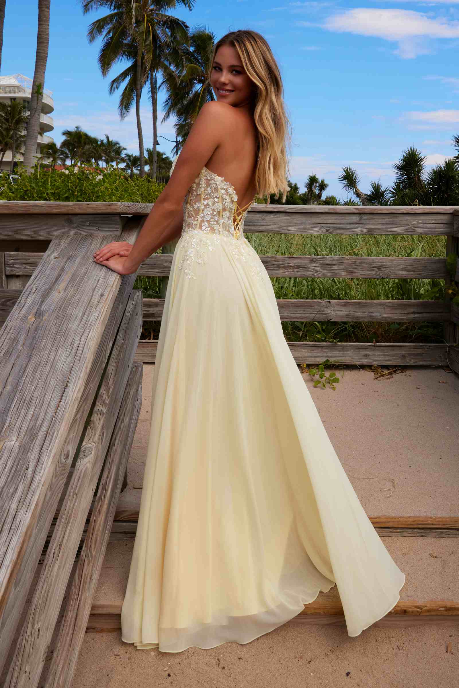 Nox Anabel C1617 Strapless Applique Corset with Chiffon Skirt Dress by DiscountDressShop