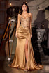 CLEARANCE - Ladivine C173 Long Fitted Halter Formal Gown Corset Bodice Leg Slit (Size 2) by DiscountDressShop