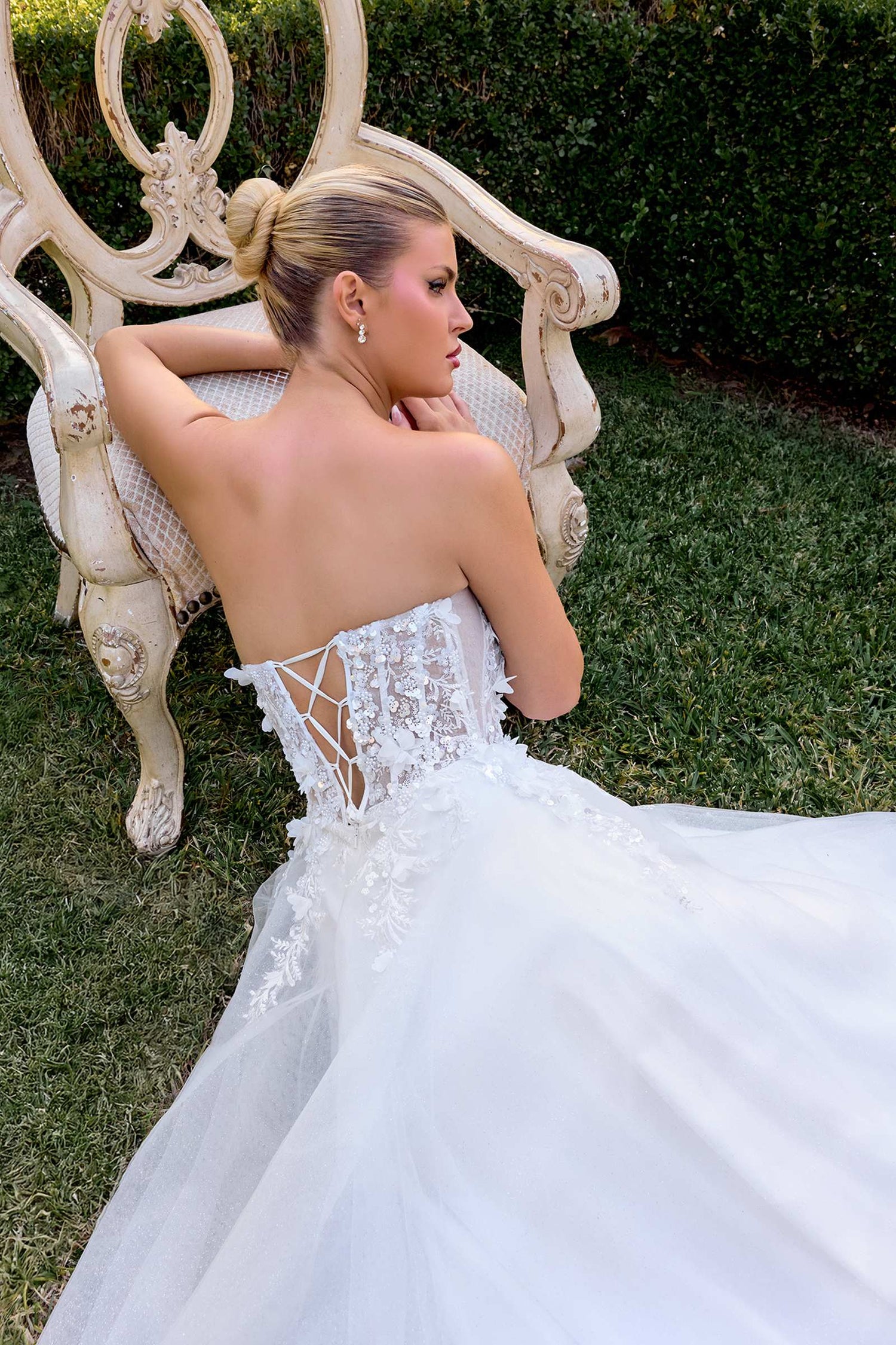 Ladivine C174W Sweetheart Neck 3D Floral Applique A-Line Strapless Gown by DiscountDressShop