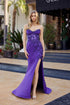Nox Anabel C1868 Strapless Fitted Shimmer Jersey Thigh High Slit Prom Gown by DiscountDressShop