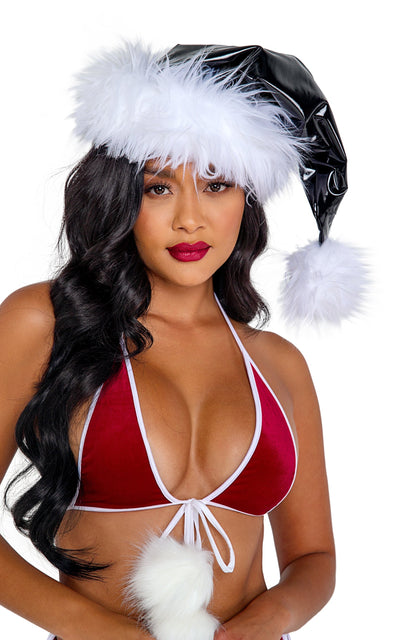Vinyl &amp; Faux Fur Santa Hat