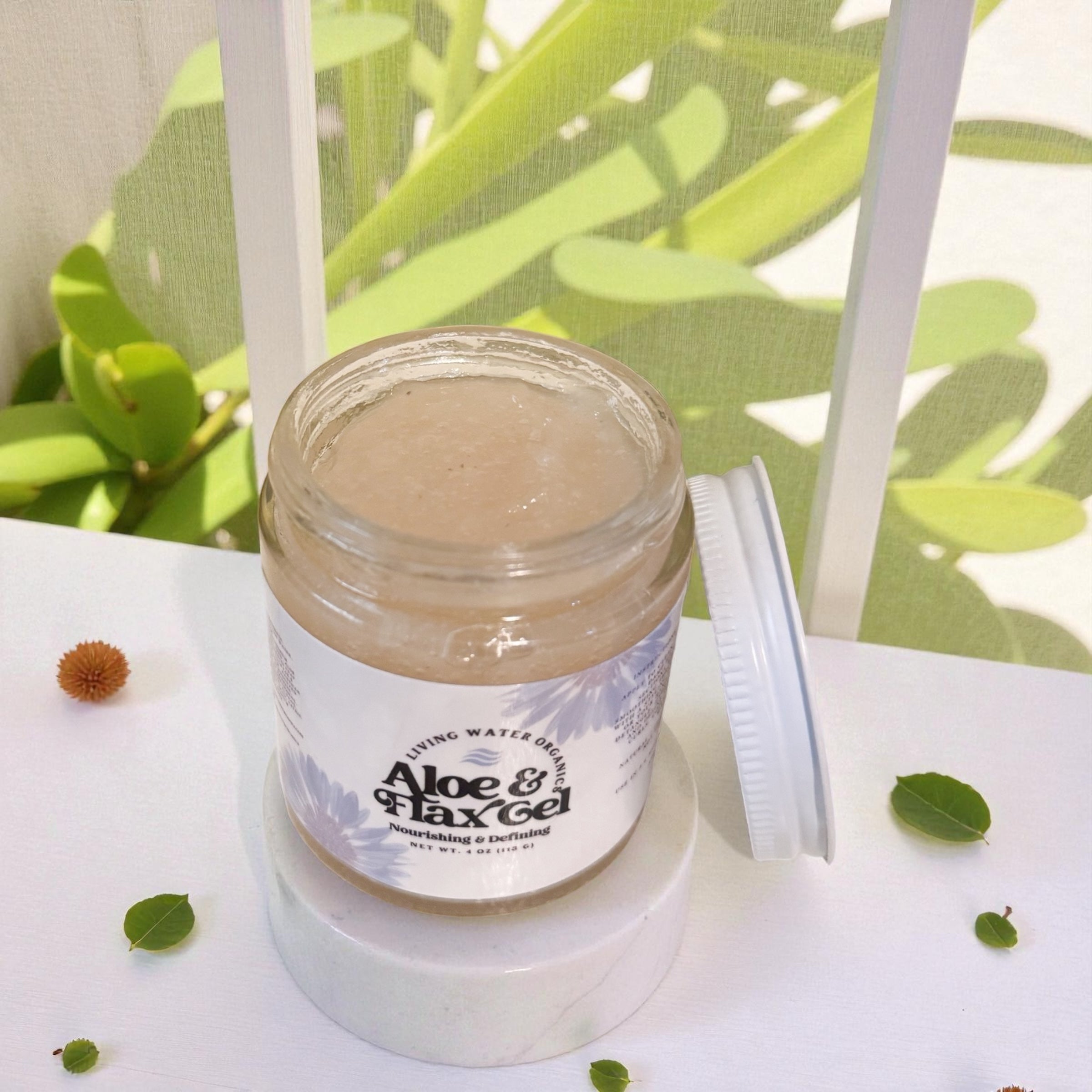 Aloe Vera &amp; Flaxseed Gel, Nourishing (Medium Hold) by Living Water Organics