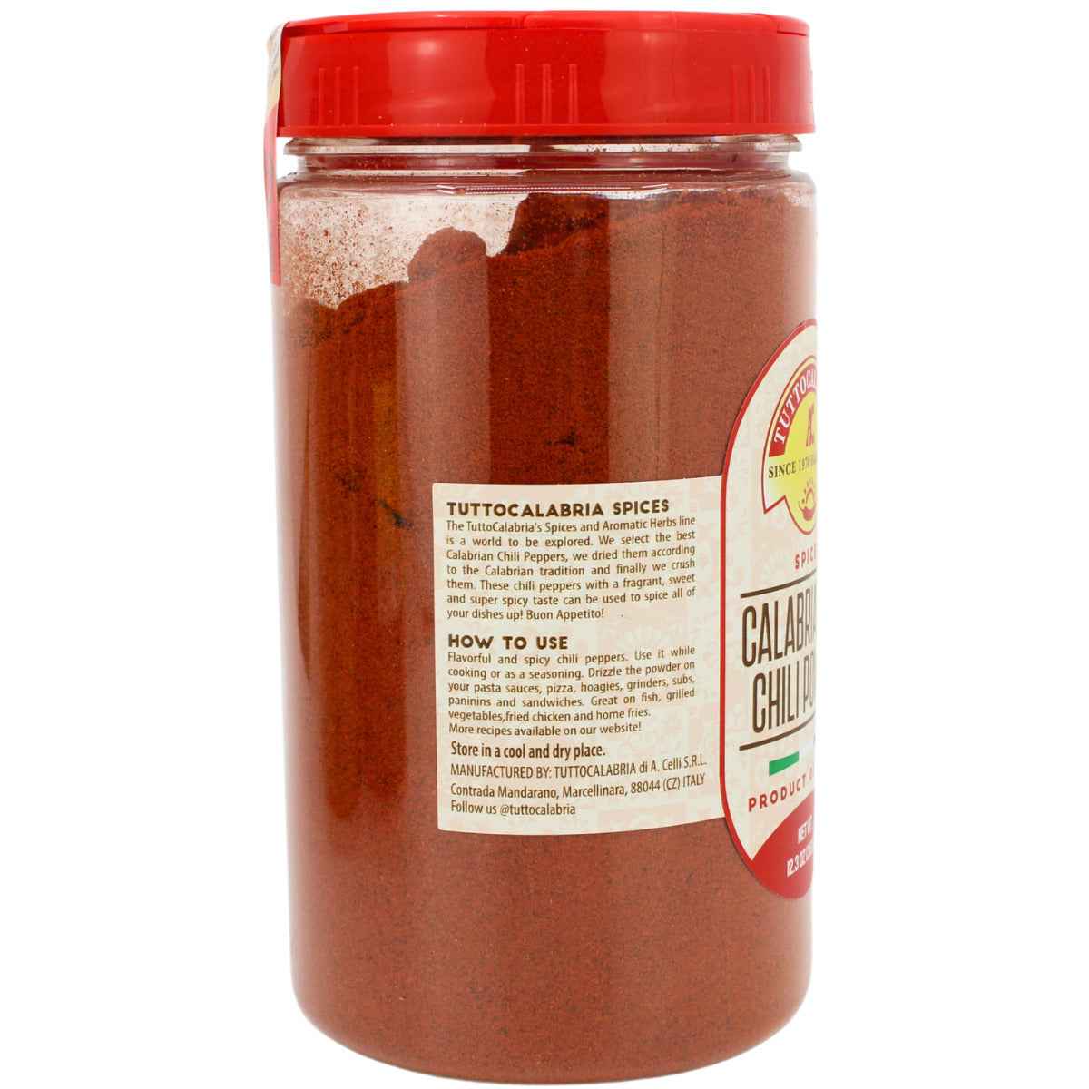 TuttoCalabria Hot Calabrian Chili Powder Shaker, 12.3 oz  (350g)