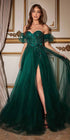 Cinderella Divine CB080 Long Strapless Tulle Floral Ball Gown by DiscountDressShop