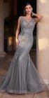 Ladivine CB128 Long Mermaid Floral Pattern Layers of Tulle Trumpet Gown by DiscountDressShop