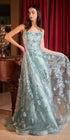 Ladivine CB144 Long Sequin Floral Printed A-Line Dress by DiscountDressShop