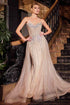 Ladivine CB158 Strapless Crystal Embellished Gown With Overskirt by DiscountDressShop