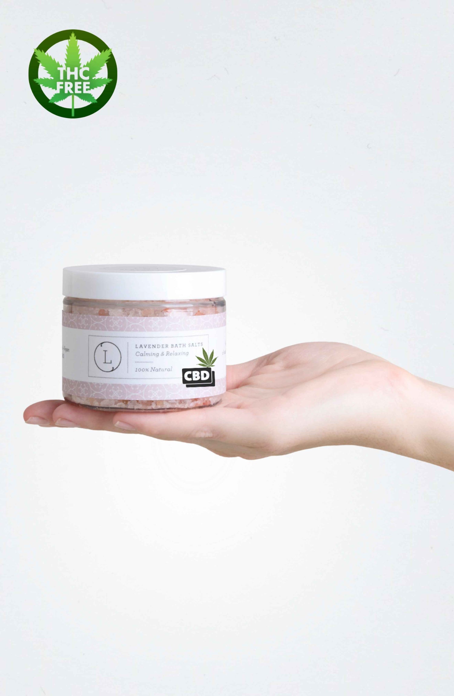 CBD Lavender Natural Bath Salt Soak with CBD. Made with Dead sea, Epsom and Himalayan salts
