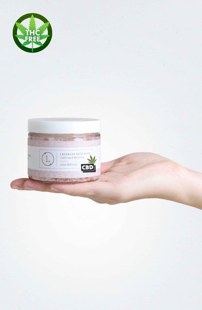CBD Lavender Natural Bath Salt Soak with CBD. Made with Dead sea, Epsom and Himalayan salts