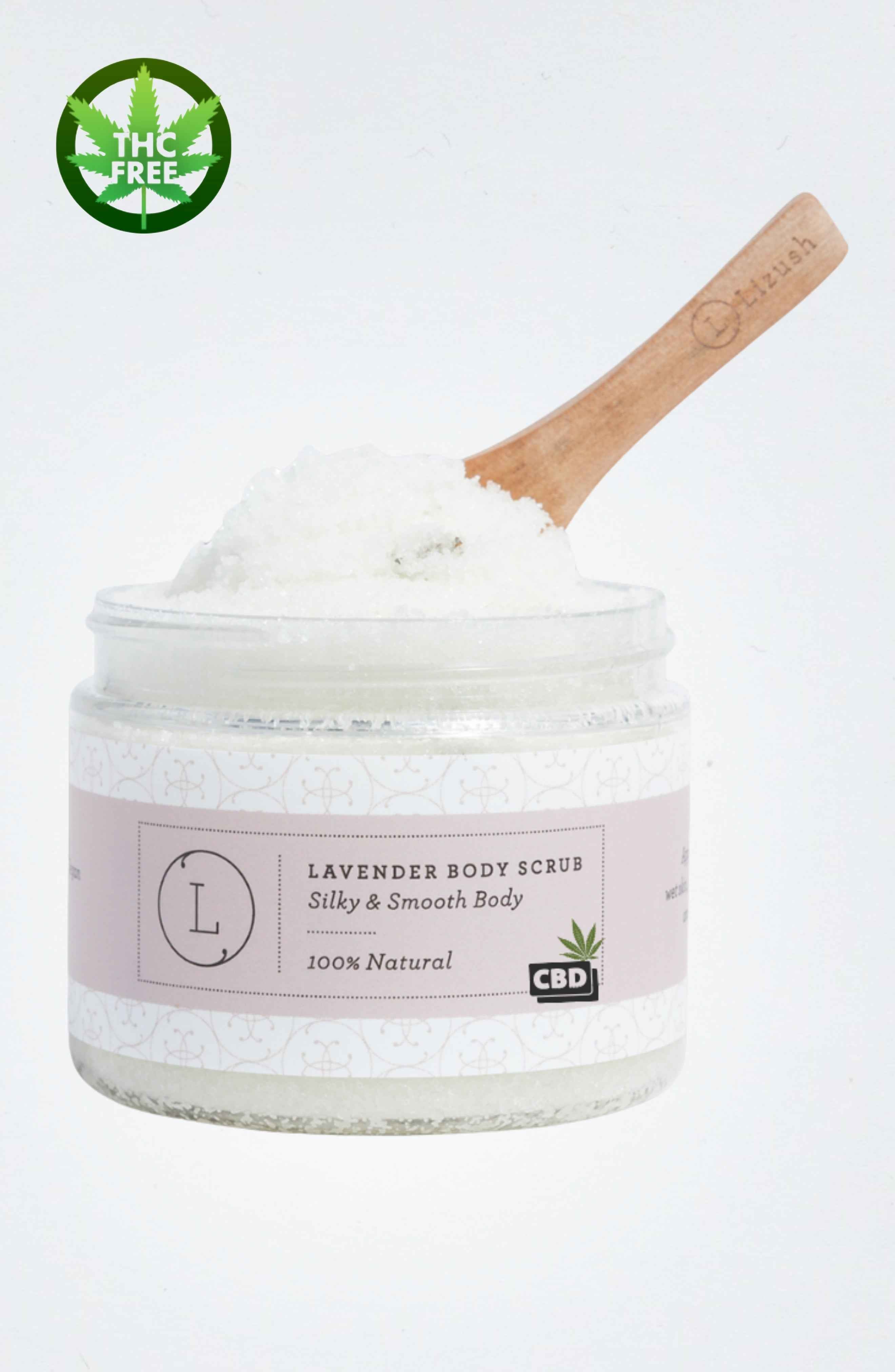CBD Lavender Body Scrub with CBD, Natural Body Salt Scrub (THC free)