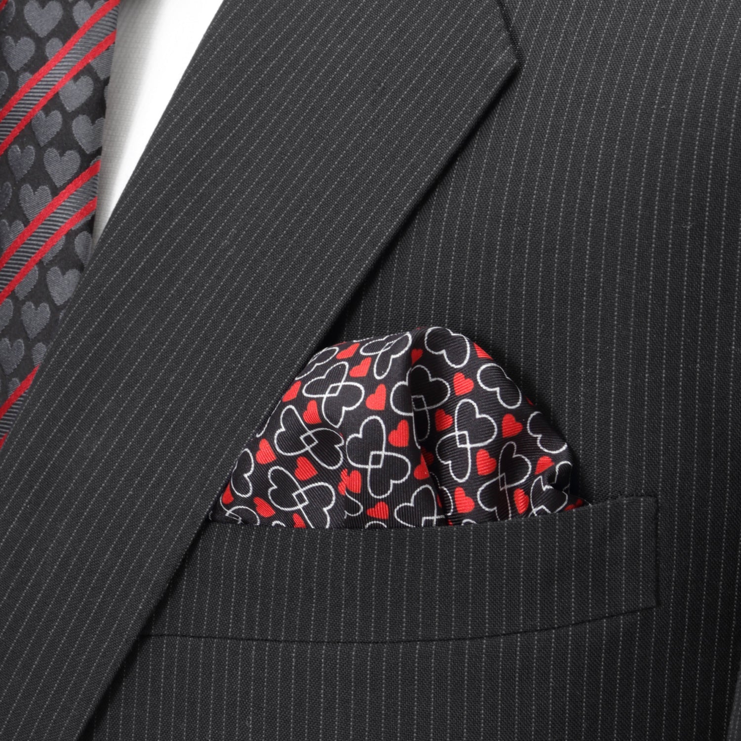Intertwined Hearts Pocket Square by Cufflinks.com