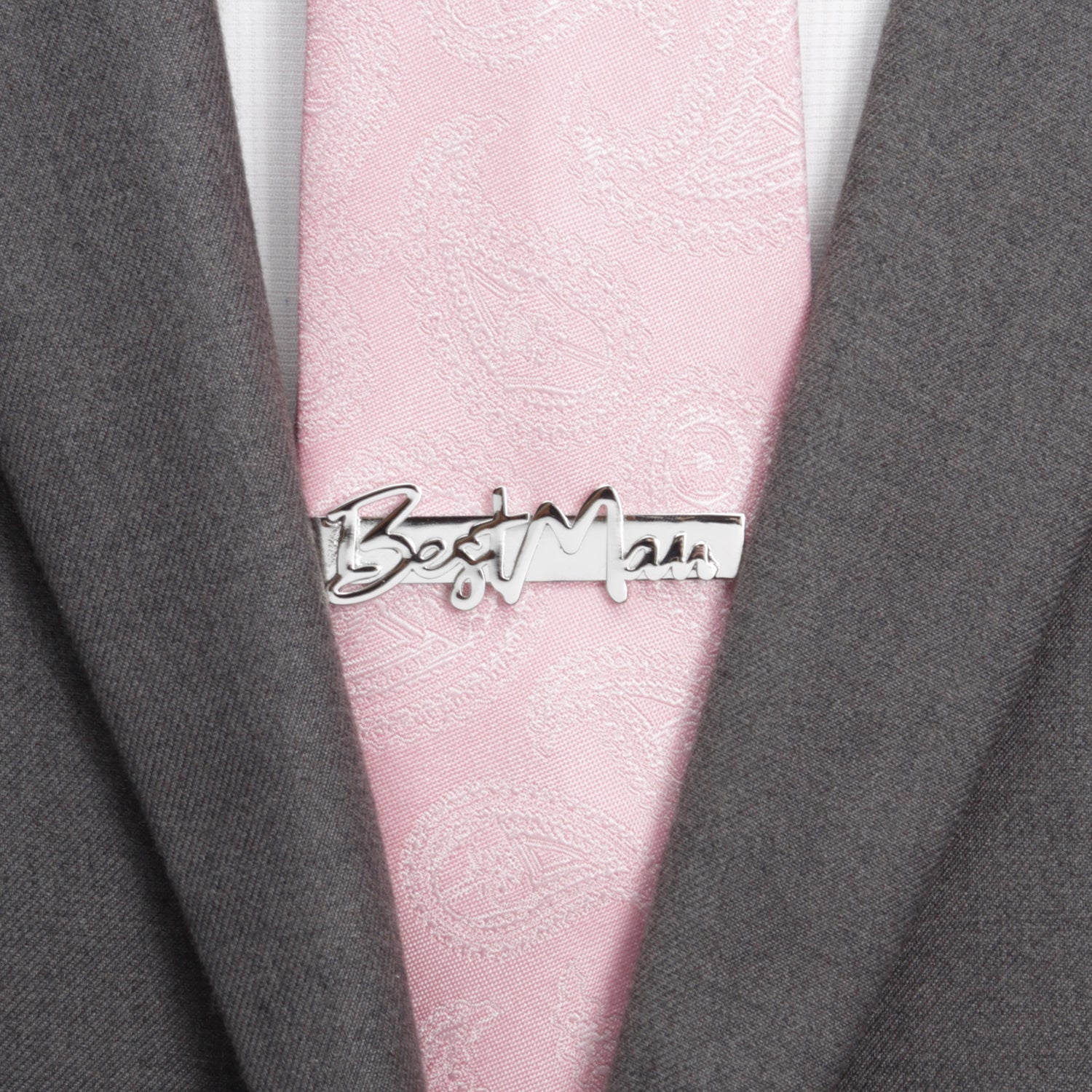 Best Man Silver Tie Bar by Cufflinks.com