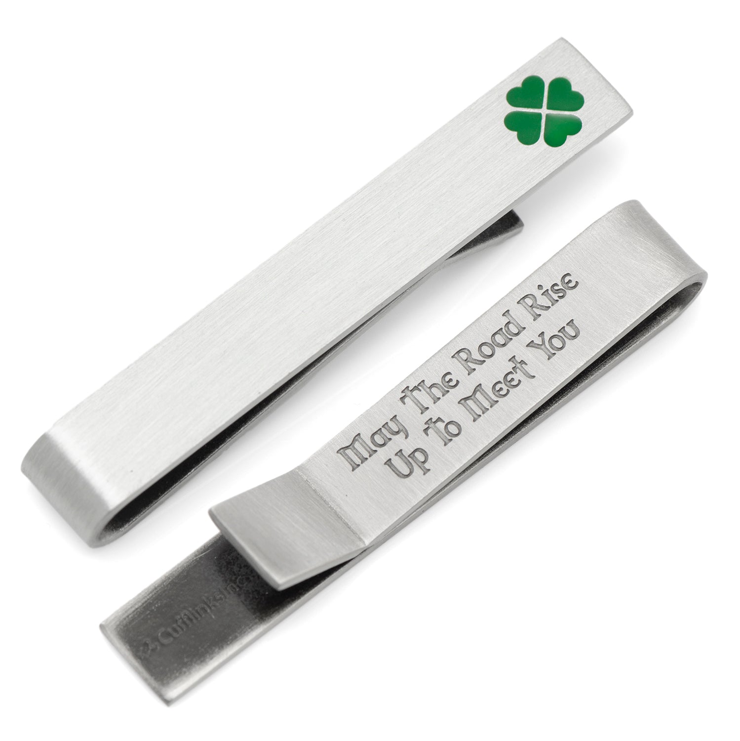 Green Clover Cufflinks and Tie Bar Gift Set by Cufflinks.com