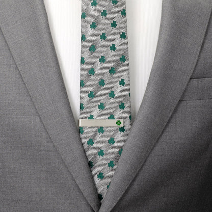 Green Clover Cufflinks and Tie Bar Gift Set by Cufflinks.com