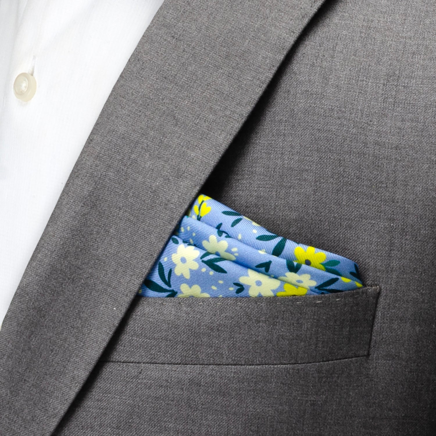 Floral Blue Pocket Square by Cufflinks.com