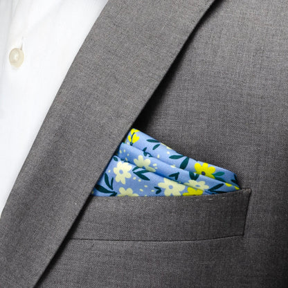 Floral Blue Pocket Square by Cufflinks.com