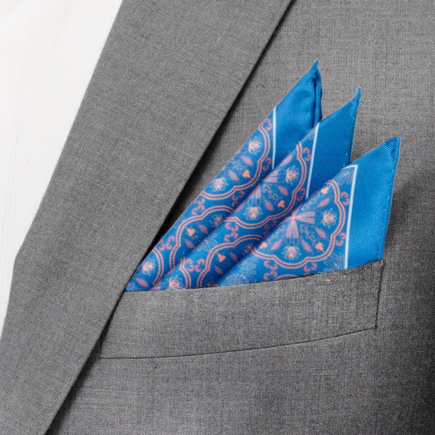 Aboriginal Ornament Patterned Blue Pocket Square by Cufflinks.com