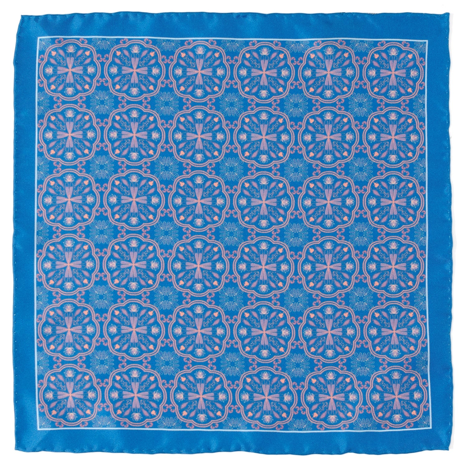Aboriginal Ornament Patterned Blue Pocket Square by Cufflinks.com