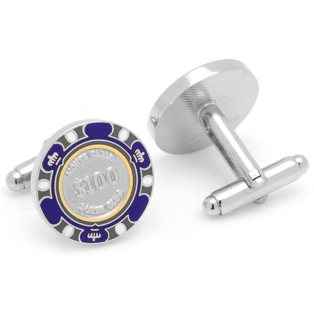 Poker Chip $100 Purple Cufflinks by Cufflinks.com
