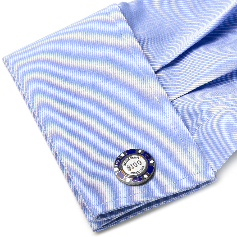 Poker Chip $100 Purple Cufflinks by Cufflinks.com