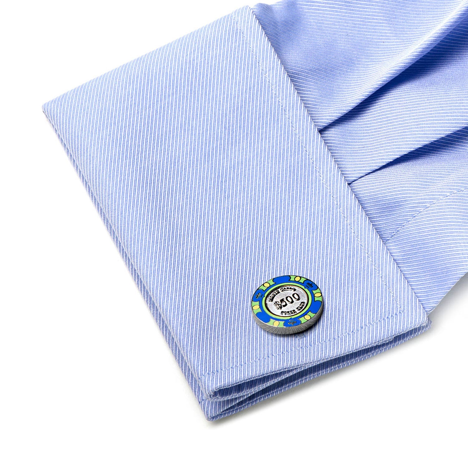 Poker Chip $500 Blue Cufflinks by Cufflinks.com
