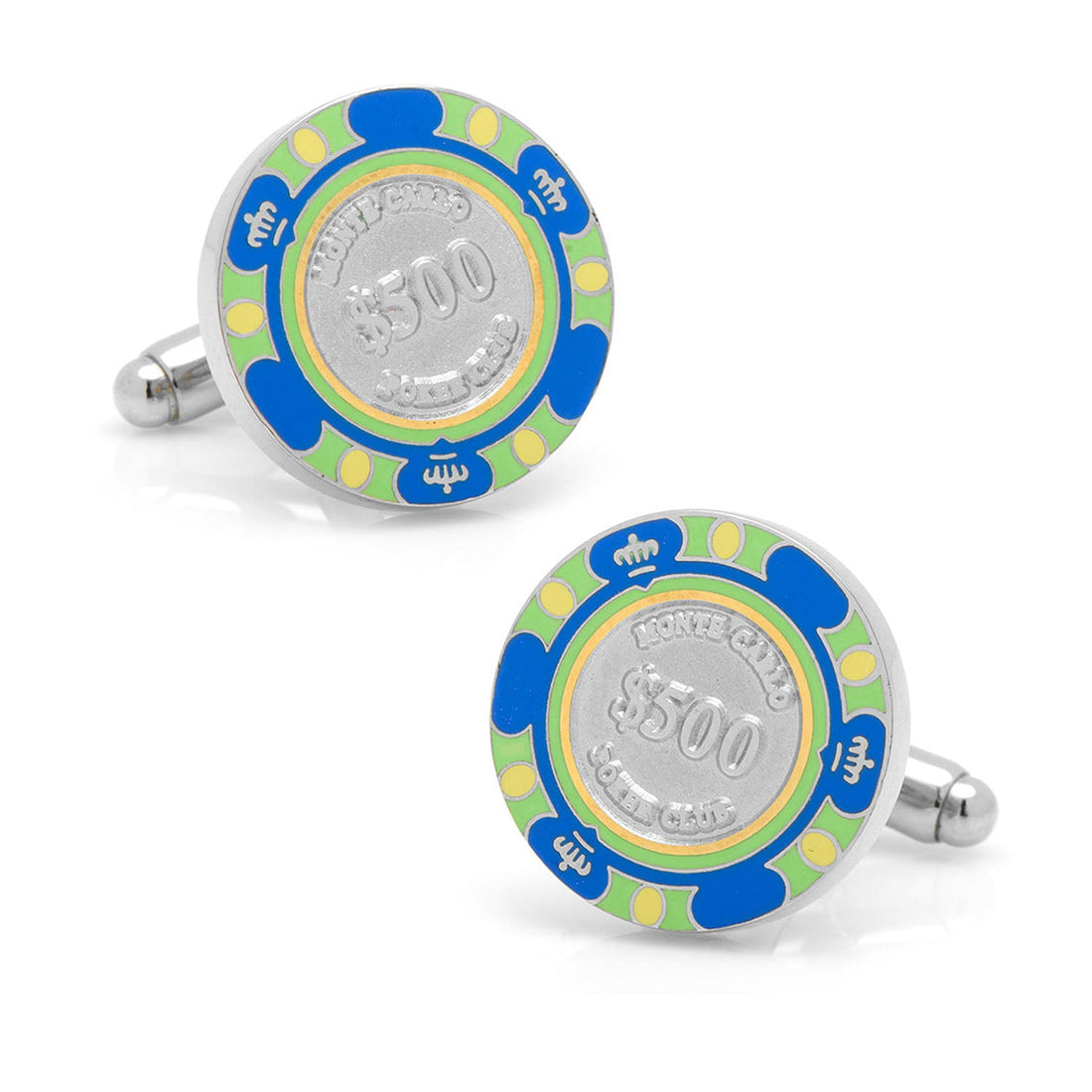 Poker Chip $500 Blue Cufflinks by Cufflinks.com