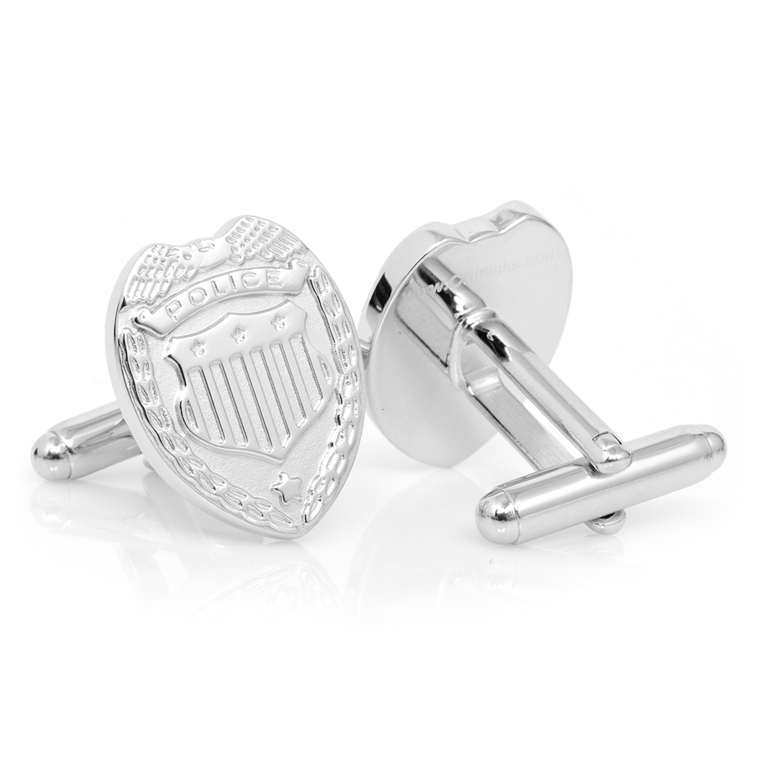 Silver Police Badge Cufflinks by Cufflinks.com